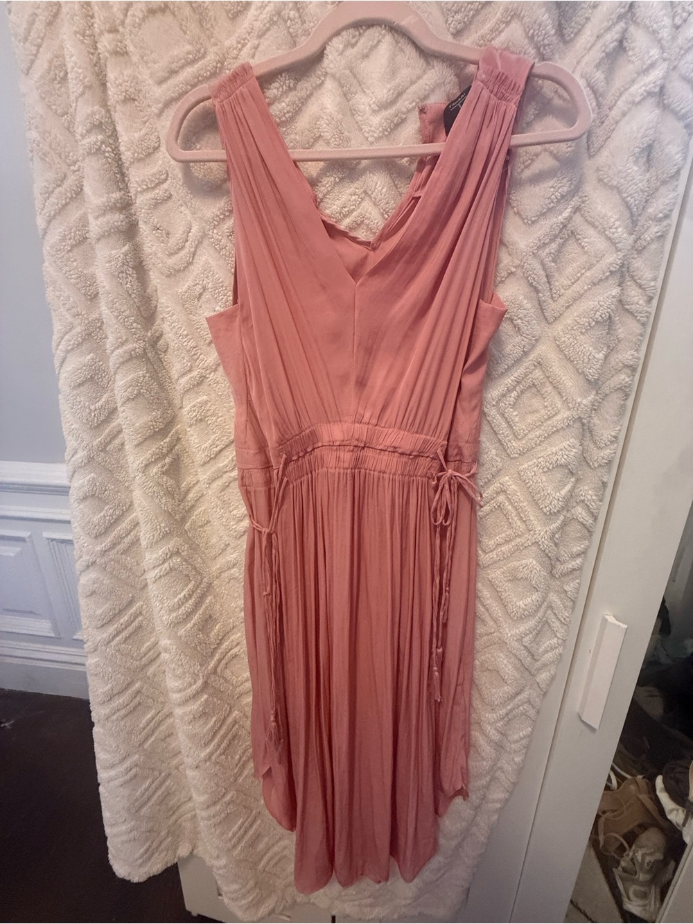 Tahari Dusty Rose Sleeveless V-Neck Pleated Midi Dress